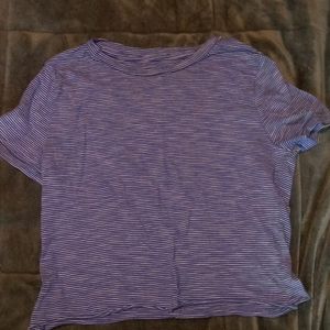 Blue and white striped crop top